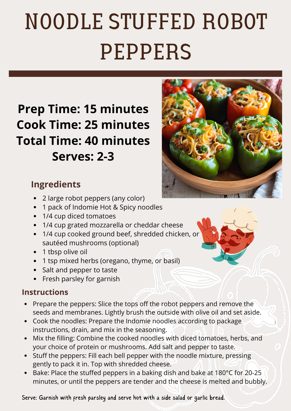 Indomie Noodles Stuffed Bell Peppers